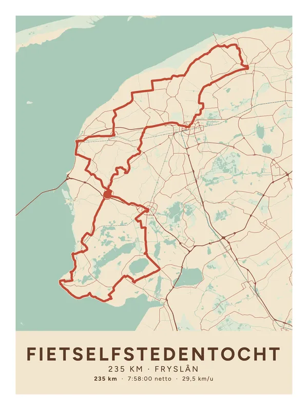 Routeposter Fietselfstedentocht, Nautisch, Klassiek, 60 bij 80 cm