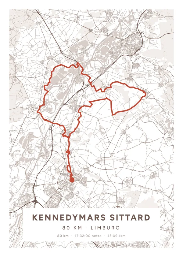 Routeposter Kennedymars Sittard, Mauve, Etiket, 50 bij 70 cm