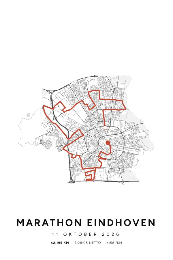 Routeposter Marathon Eindhoven, Lijn, Verloop, 40 bij 60 cm