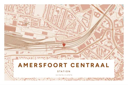 Amersfoort Centraal, Amersfoort: poster in Terracotta, indeling Etiket, 40 × 60 liggend, met een hart op de plek