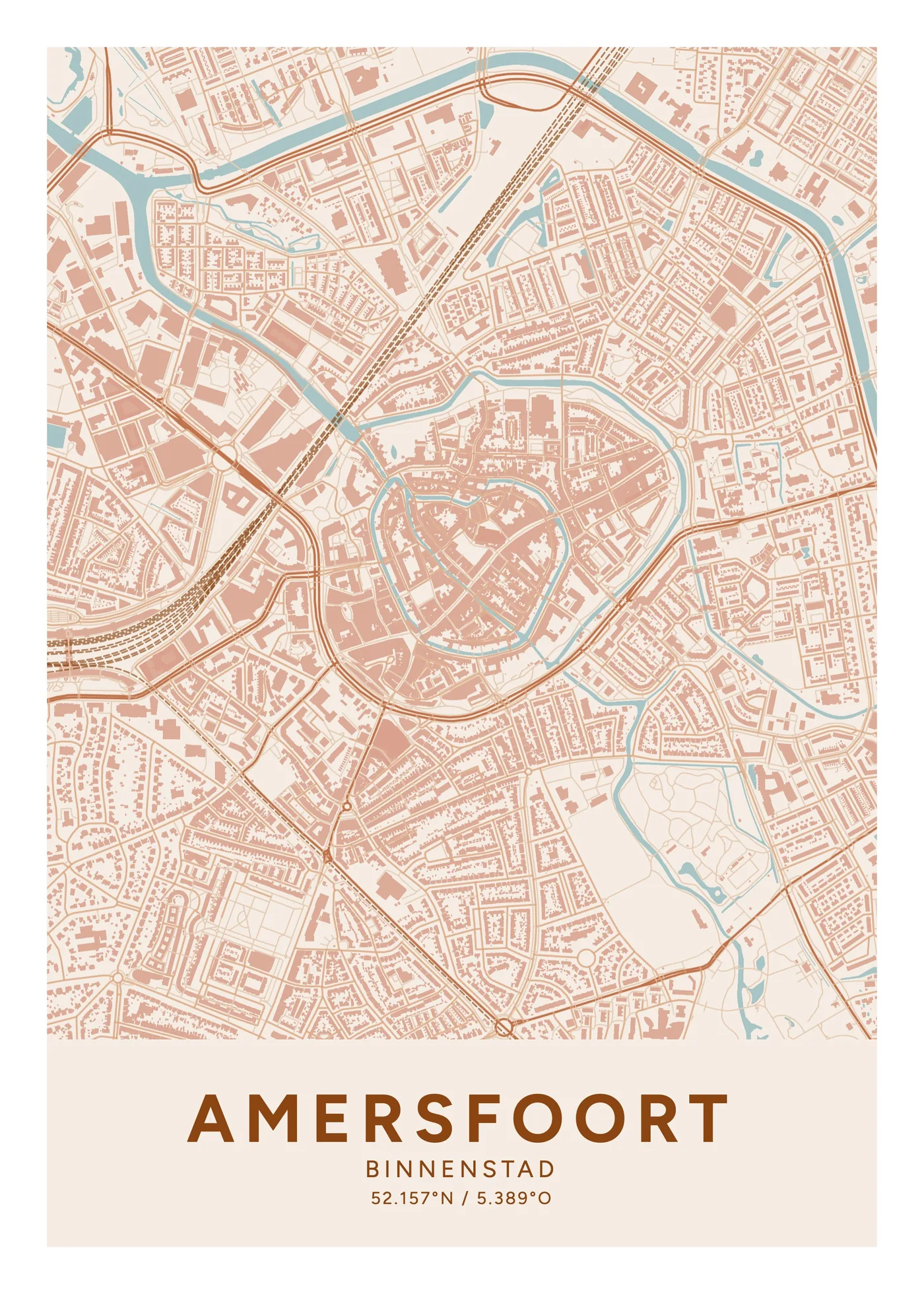 Amersfoort, Binnenstad: poster in Terracotta, indeling Klassiek, 50 × 70