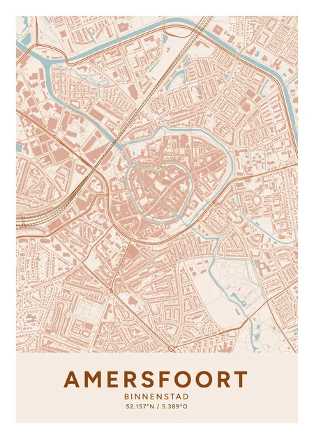 Binnenstad, Amersfoort: poster in het thema Terracotta, indeling Klassiek, 50 × 70