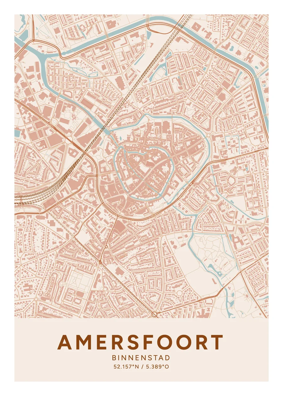 Binnenstad, Amersfoort: poster in het thema Terracotta, indeling Klassiek