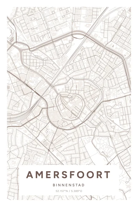 Binnenstad, Amersfoort: poster in Mauve, indeling Etiket, 40 × 60
