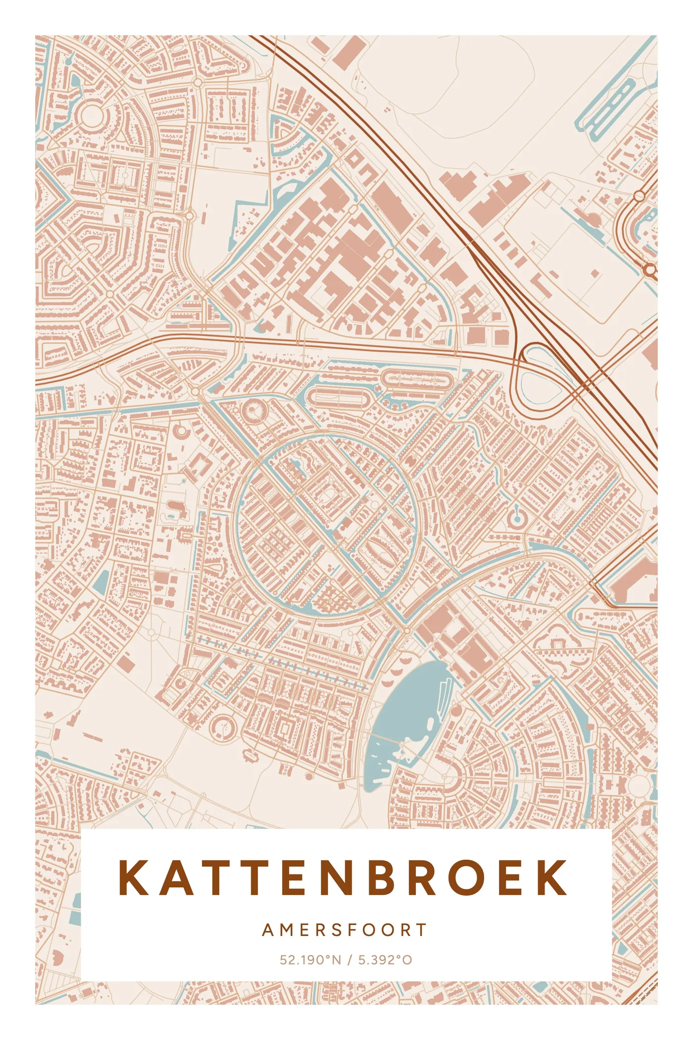 Amersfoort, Kattenbroek: poster in Terracotta, indeling Etiket, 40 × 60