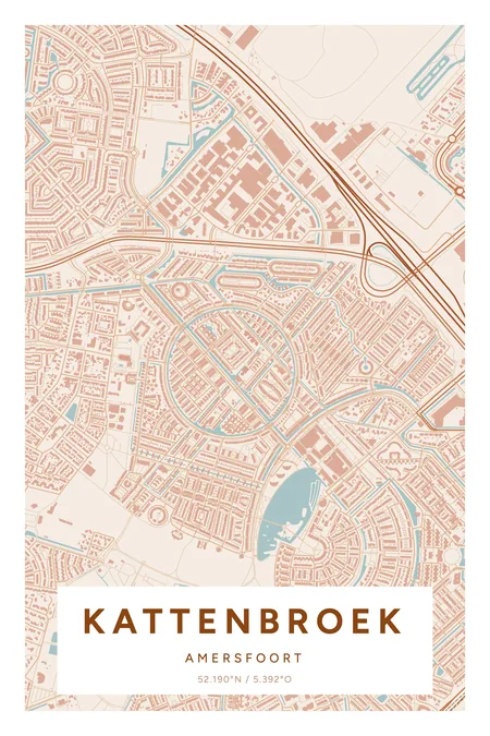 Poster Amersfoort, Kattenbroek in Terracotta, 40 × 60