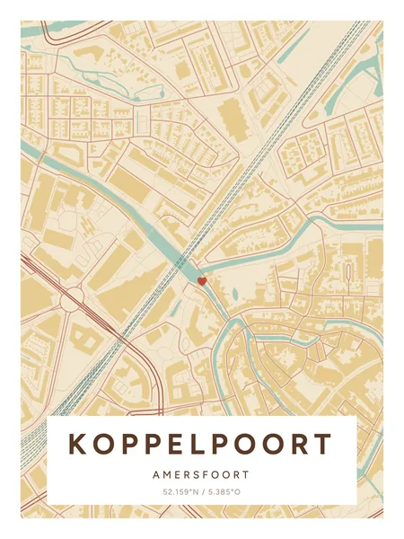 Koppelpoort, Amersfoort: poster in Nautisch, indeling Etiket, 30 × 40, met een hart op de plek
