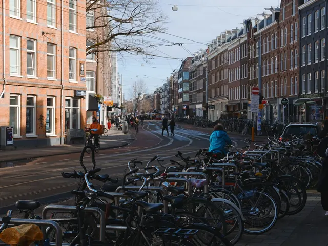 Albert Cuypstraat in De Pijp met geparkeerde fietsen
