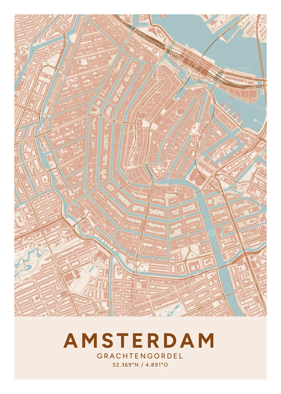 Grachtengordel, Amsterdam: poster in het thema Terracotta, indeling Klassiek
