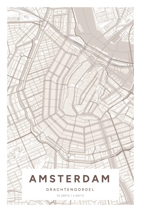 Grachtengordel, Amsterdam: poster in Mauve, indeling Etiket, 40 × 60
