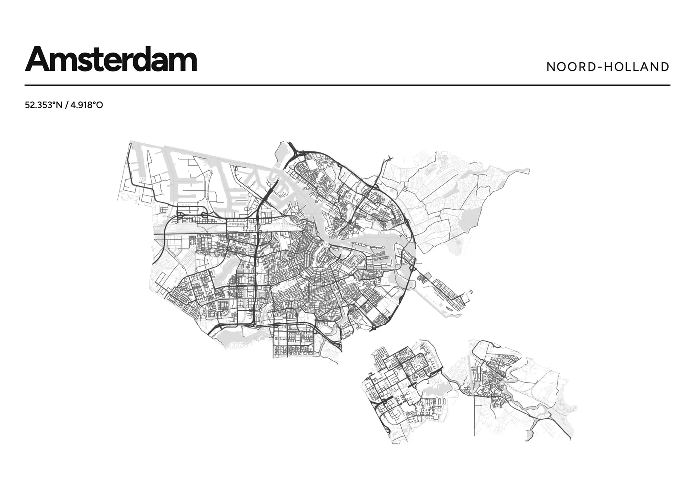 Heel Amsterdam: poster in Lijn, indeling Kop, 70 × 100 liggend