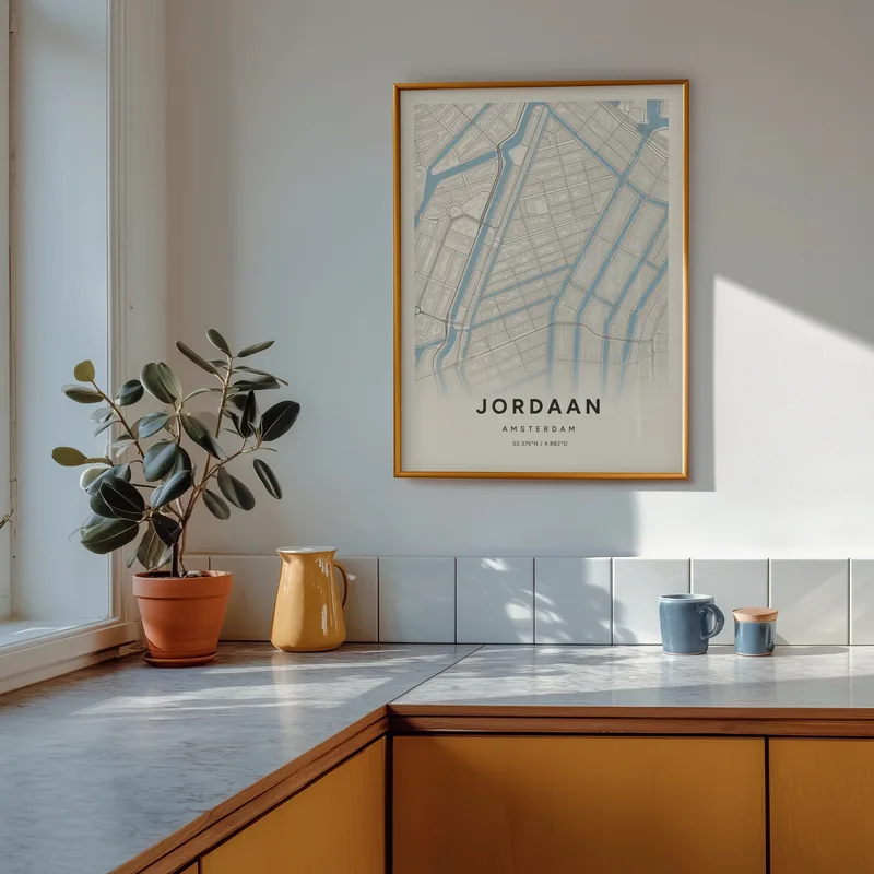 Jordaan, Amsterdam: poster in Steen, in een voorbeeldkamer