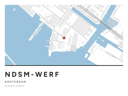 NDSM-werf, Amsterdam: poster in Steen, indeling Streep, 30 × 40 liggend, met een hart op de plek