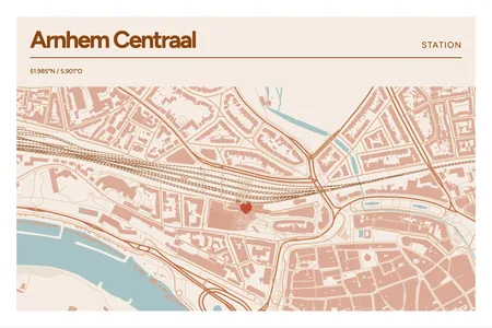 Arnhem Centraal, Arnhem: poster in Terracotta, indeling Kop, 40 × 60 liggend, met een hart op de plek