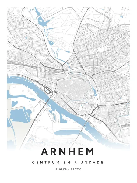 Centrum en Rijnkade, Arnhem: poster in Steen, indeling Verloop, 30 × 40
