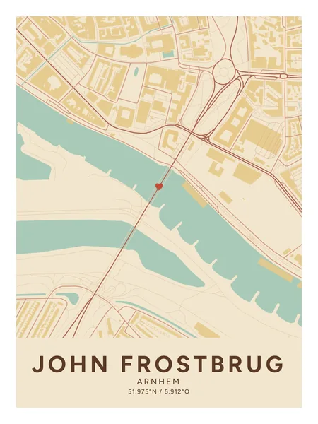 John Frostbrug, Arnhem: poster in Nautisch, indeling Klassiek, 30 × 40, met een hart op de plek