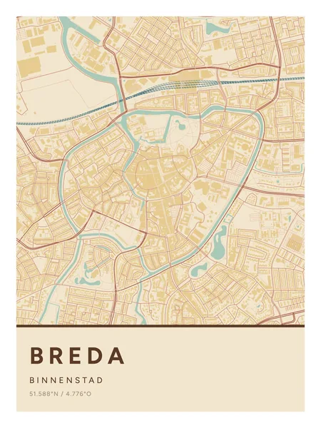 Binnenstad, Breda: poster in Nautisch, indeling Streep, 30 × 40