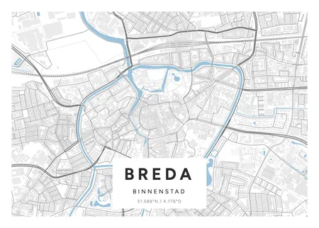 Binnenstad, Breda: poster in Steen, indeling Etiket, 50 × 70 liggend