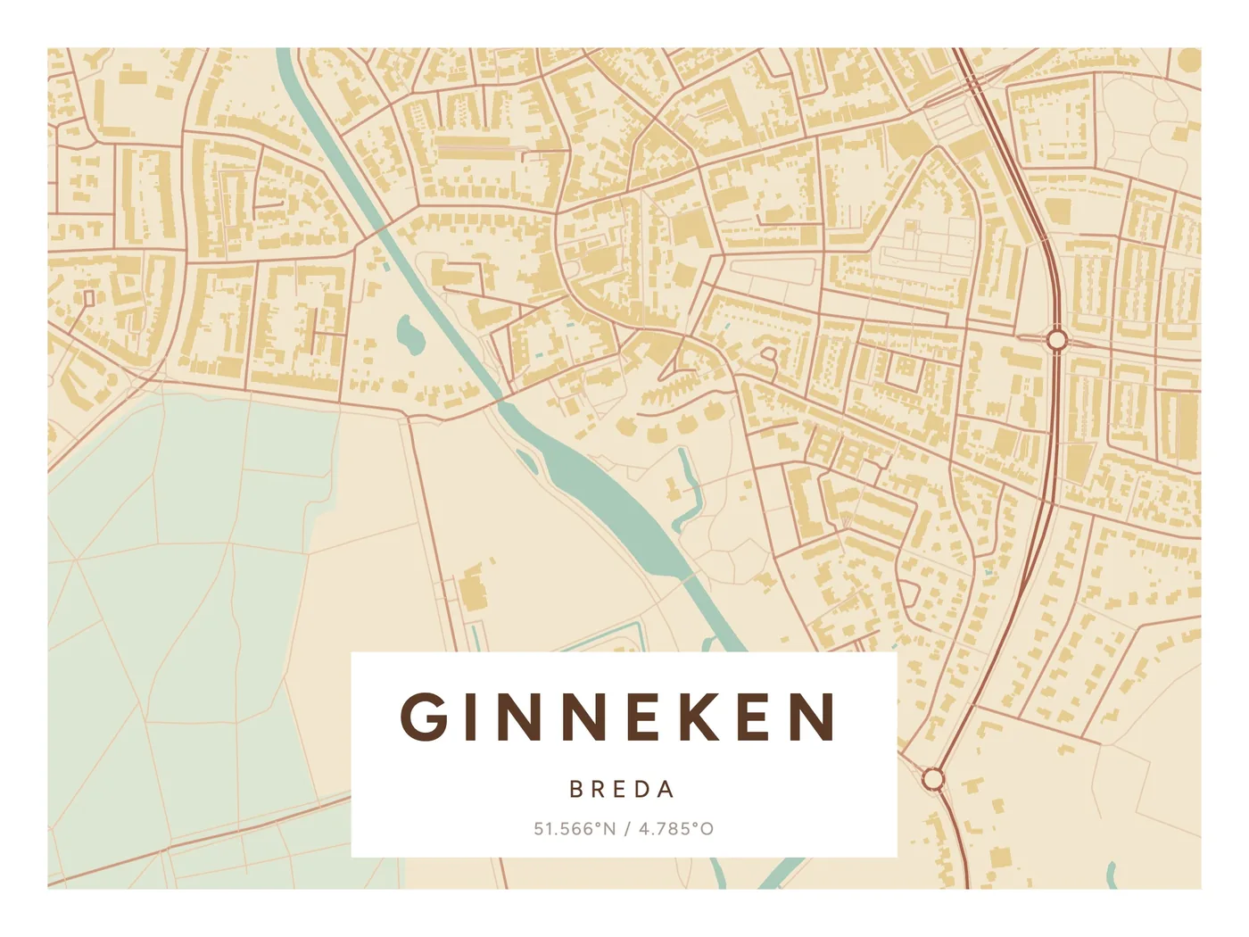 Breda, Ginneken: poster in Nautisch, indeling Etiket, 30 × 40 liggend