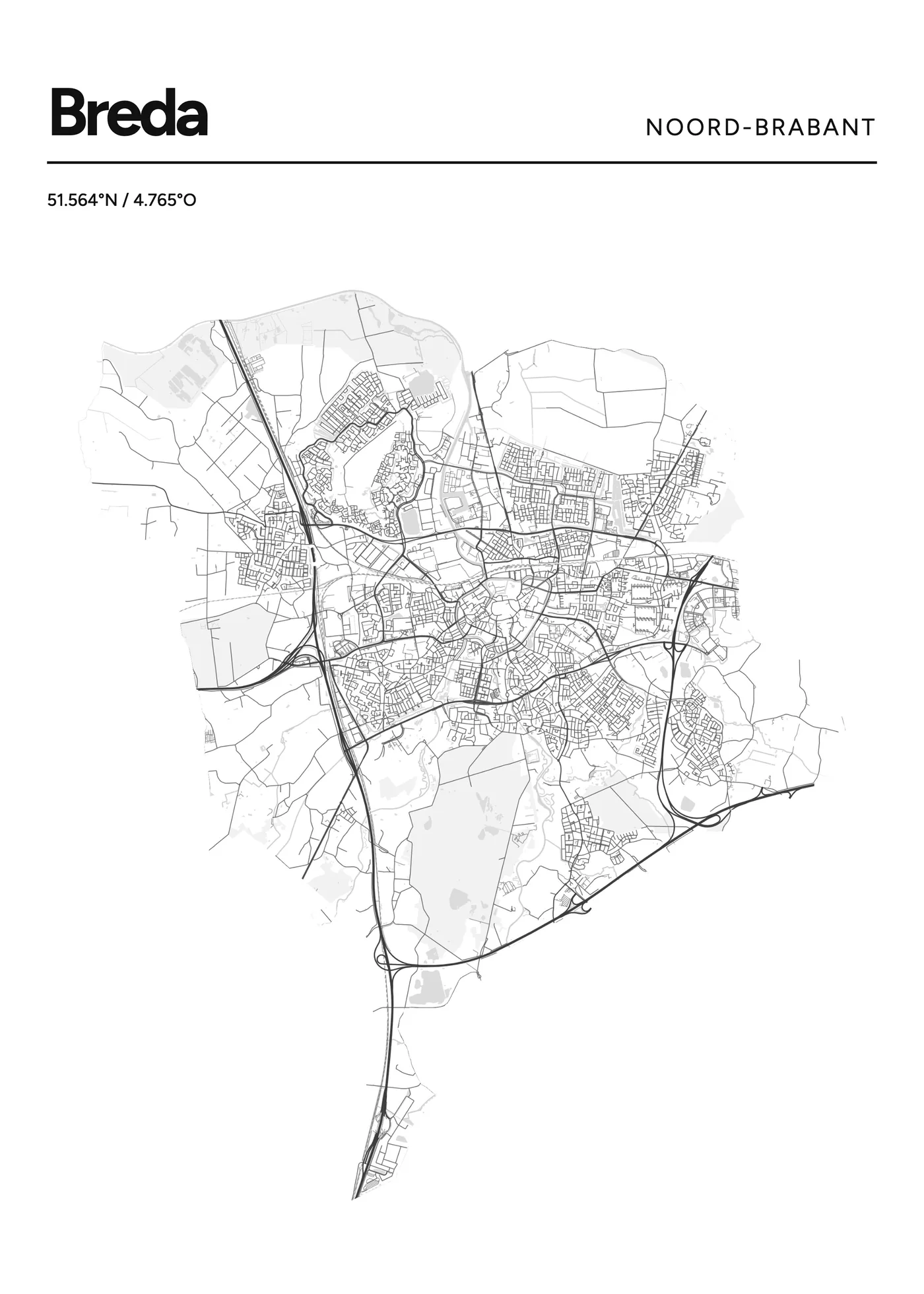 Heel Breda: poster in Lijn, indeling Kop, 50 × 70
