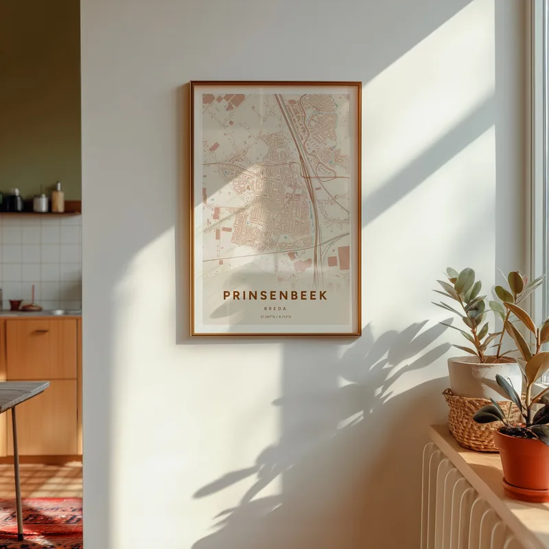 Prinsenbeek, Breda: poster in Terracotta, in een voorbeeldkamer