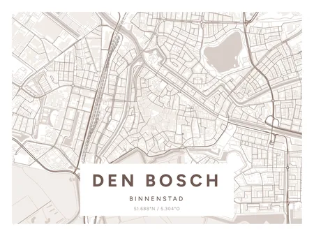 Binnenstad, Den Bosch: poster in Mauve, indeling Etiket, 30 × 40 liggend