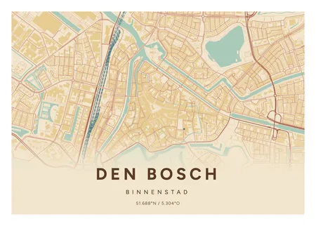 Binnenstad, Den Bosch: poster in Nautisch, indeling Verloop, 50 × 70 liggend