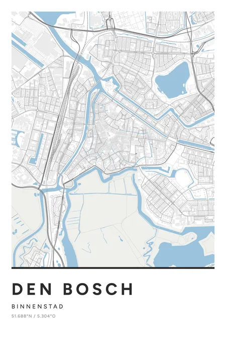 Binnenstad, Den Bosch: poster in Steen, indeling Streep, 40 × 60