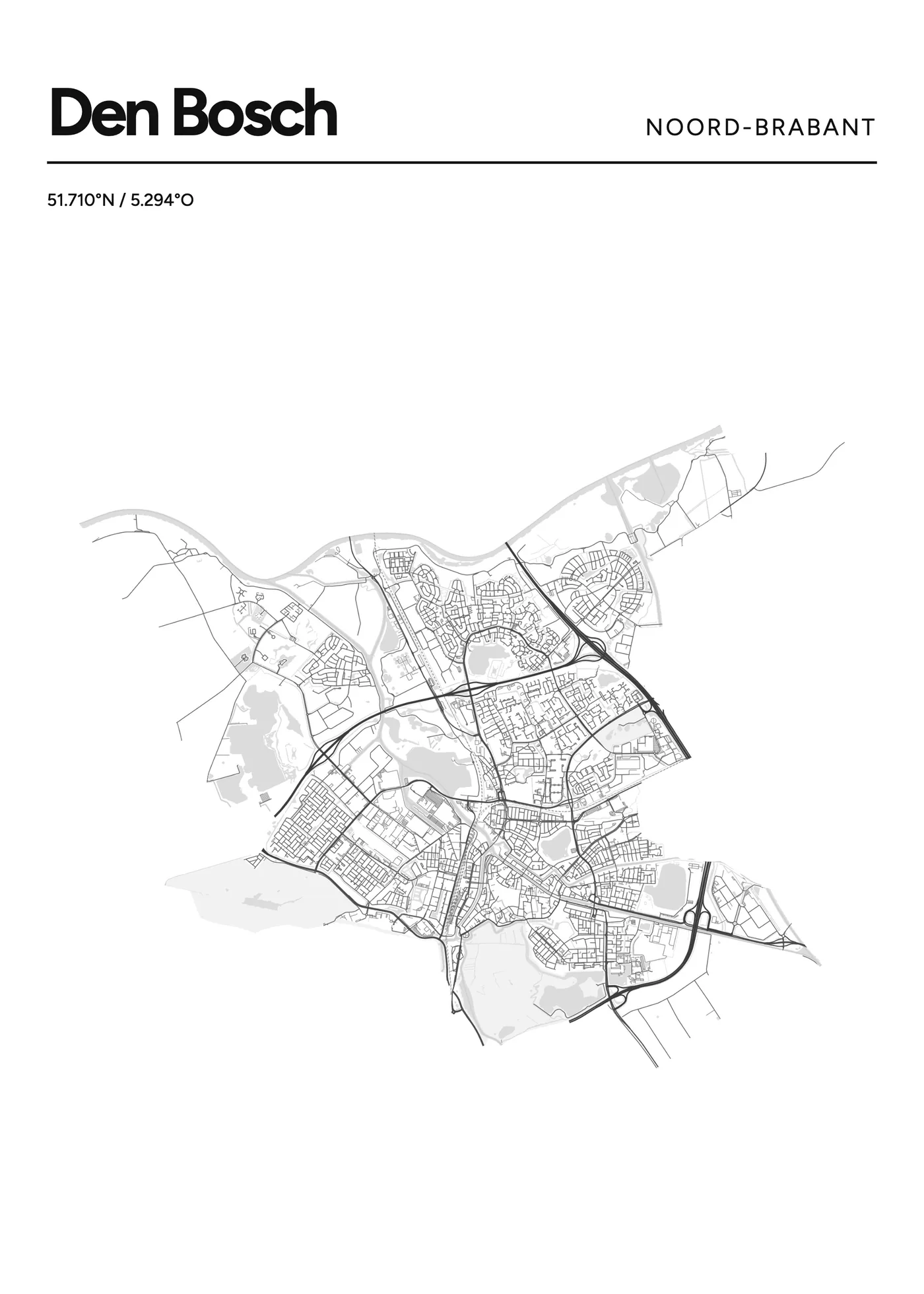 Heel Den Bosch: poster in Lijn, indeling Kop, 50 × 70
