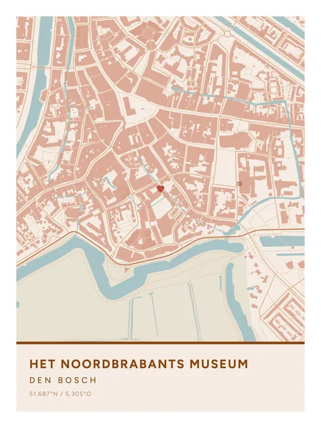 Het Noordbrabants Museum, Den Bosch: poster in Terracotta, indeling Streep, 30 × 40, met een hart op de plek