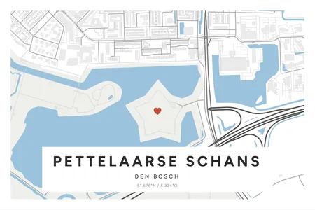 Pettelaarse Schans, Den Bosch: poster in Steen, indeling Etiket, 40 × 60 liggend, met een hart op de plek