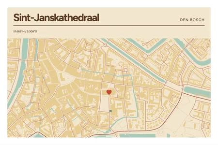 Sint-Janskathedraal, Den Bosch: poster in Nautisch, indeling Kop, 40 × 60 liggend, met een hart op de plek
