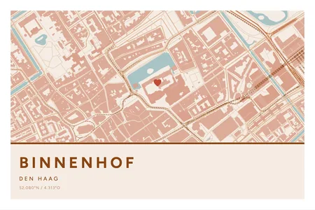 Binnenhof, Den Haag: poster in Terracotta, indeling Streep, 40 × 60 liggend, met een hart op de plek