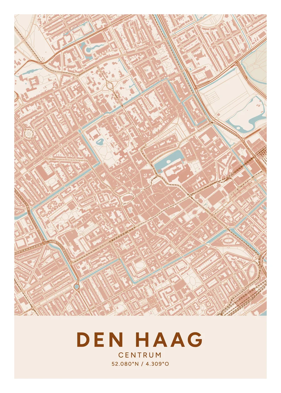 Centrum, Den Haag: poster in het thema Terracotta, indeling Klassiek