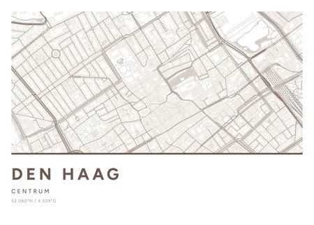 Centrum, Den Haag: poster in Mauve, indeling Streep, 50 × 70 liggend