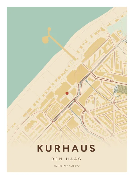 Kurhaus, Den Haag: poster in Nautisch, indeling Verloop, 30 × 40, met een hart op de plek