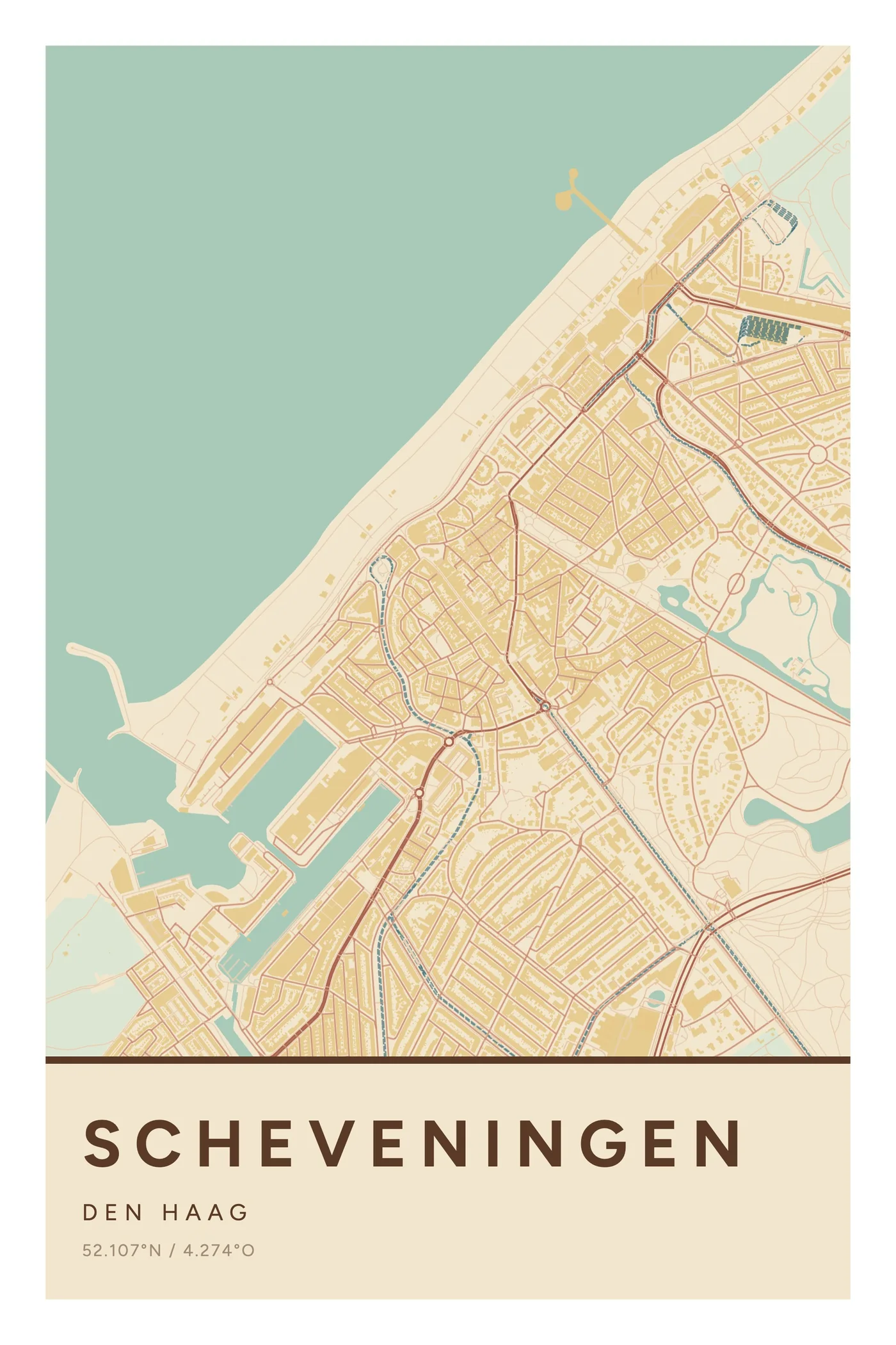 Den Haag, Scheveningen: poster in Nautisch, indeling Streep, 40 × 60