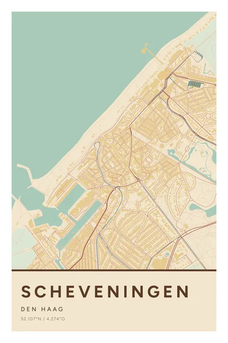 Poster Den Haag, Scheveningen in Nautisch, 40 × 60