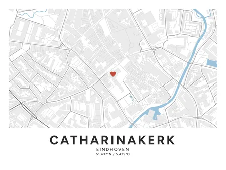 Catharinakerk, Eindhoven: poster in Steen, indeling Klassiek, 30 × 40 liggend, met een hart op de plek