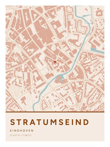 Stratumseind, Eindhoven: poster in Terracotta, indeling Streep, 30 × 40, met een hart op de plek
