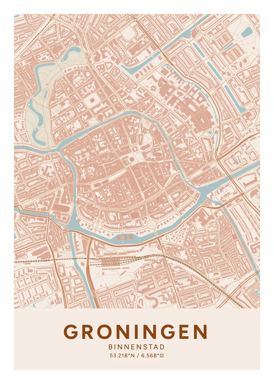 Binnenstad, Groningen: poster in het thema Terracotta, indeling Klassiek