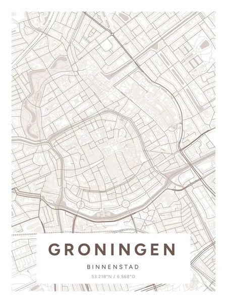 Binnenstad, Groningen: poster in Mauve, indeling Etiket, 30 × 40