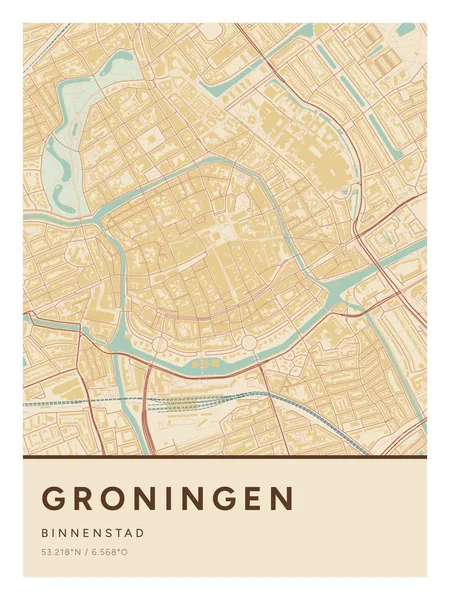Binnenstad, Groningen: poster in Nautisch, indeling Streep, 30 × 40