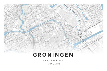 Binnenstad, Groningen: poster in Steen, indeling Verloop, 40 × 60 liggend