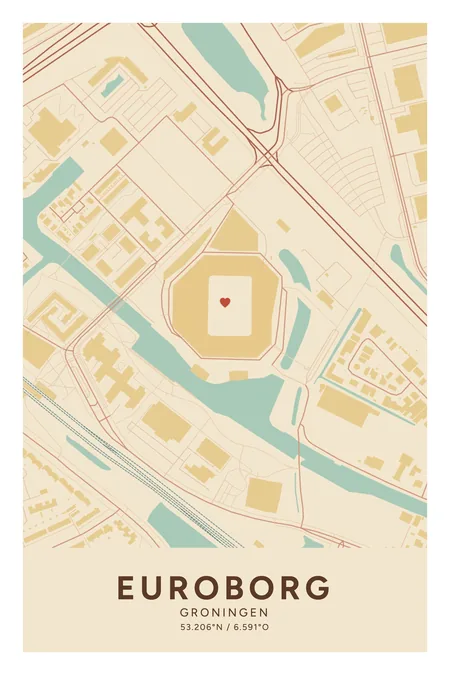 Euroborg, Groningen: poster in Nautisch, indeling Klassiek, 20 × 30, met een hart op de plek