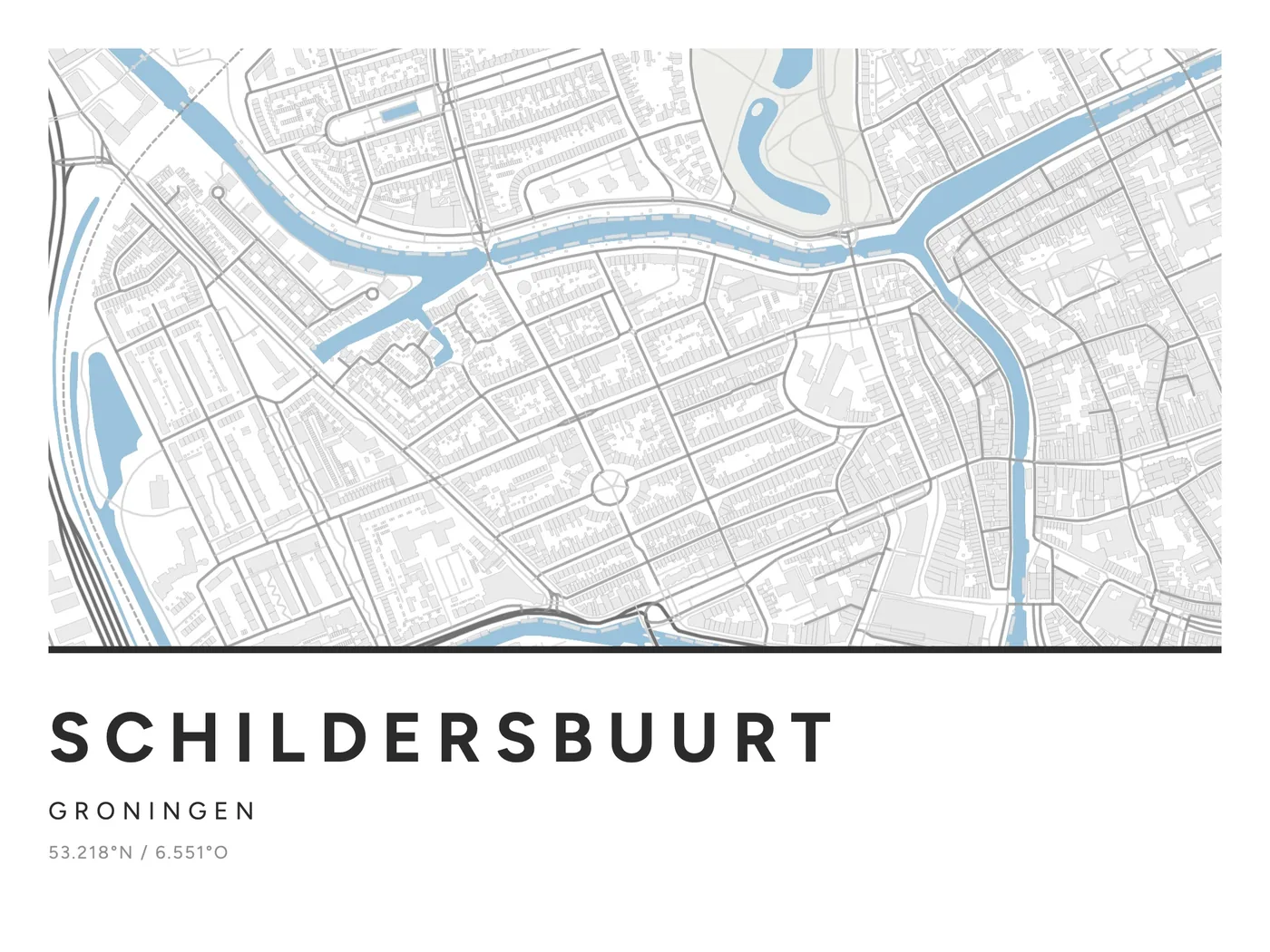 Groningen, Schildersbuurt: poster in Steen, indeling Streep, 30 × 40 liggend
