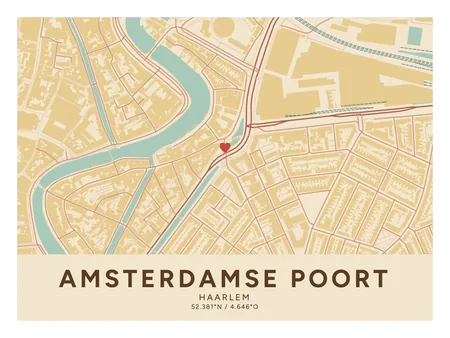 Amsterdamse Poort, Haarlem: poster in Nautisch, indeling Klassiek, 30 × 40 liggend, met een hart op de plek