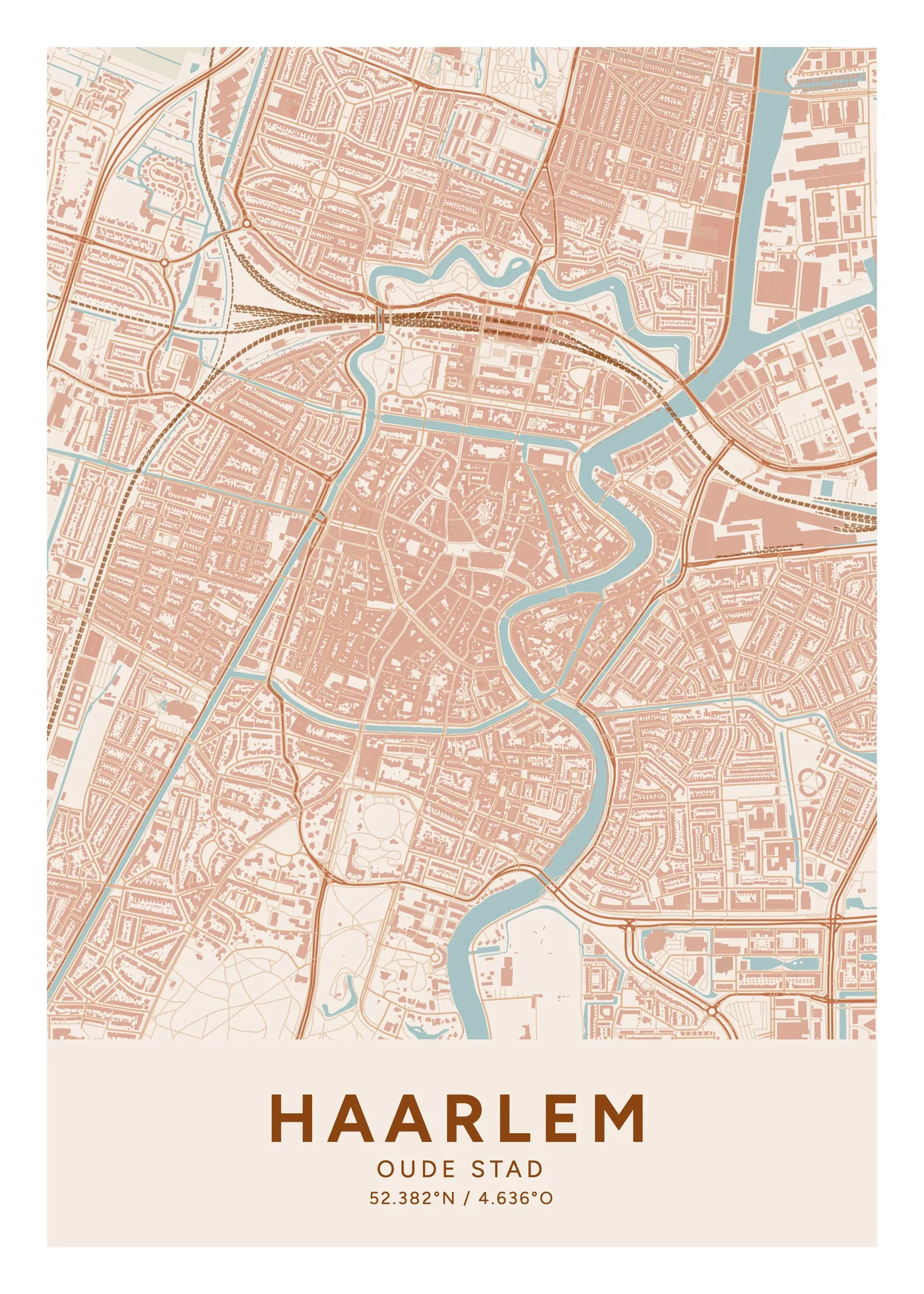 Haarlem, Oude Stad: poster in Terracotta, indeling Klassiek, 50 × 70