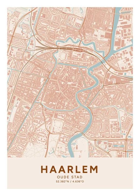 Oude Stad, Haarlem: poster in het thema Terracotta, indeling Klassiek, 50 × 70
