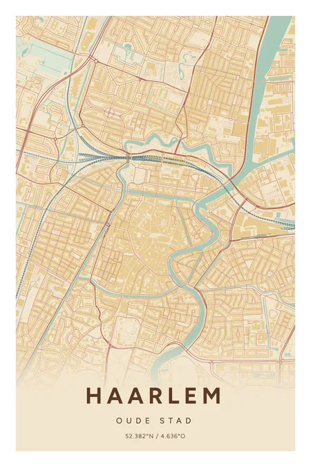Oude Stad, Haarlem: poster in Nautisch, indeling Verloop, 40 × 60